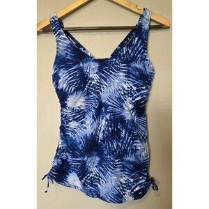 Lands' End Tankini Top Women's Size 4 Blue Tie Dye Swimsuit Swim Underwire Top